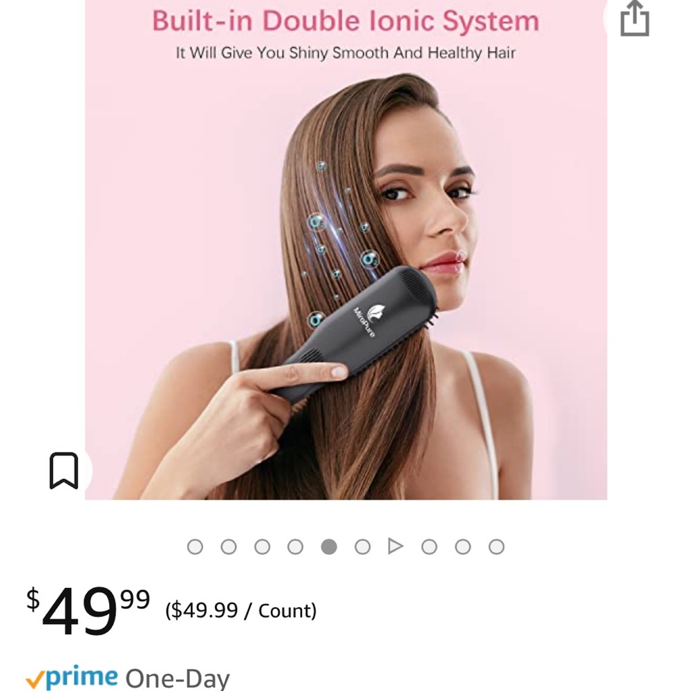 Enhanced Hair Straightener Brush by MiroPure, 2-in-1 Ionic Straightening Brush